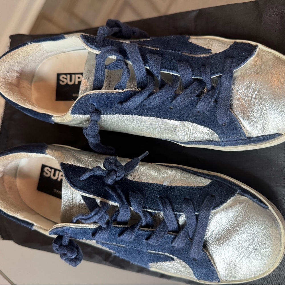 Golden Goose Superstar Silver and Blue - size 6 / 36